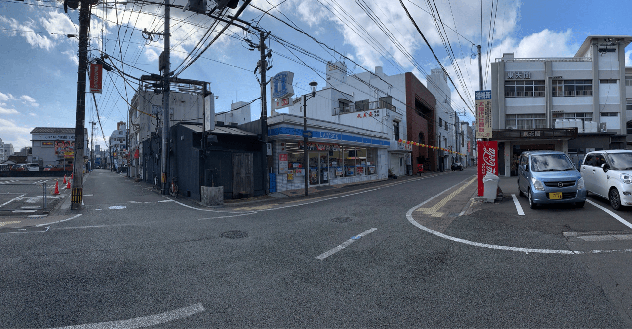 当院を北側道路交差点から見たとき（カメラのキタムラから南向きに直進したとき）の図